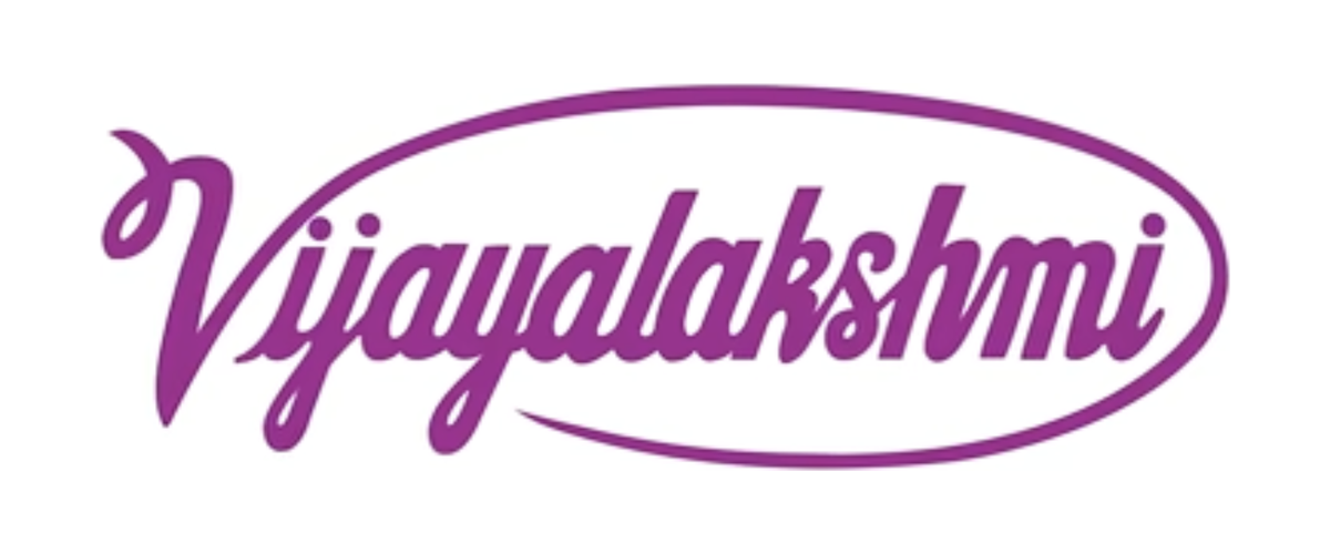 Vijayalakshmi purple script logo